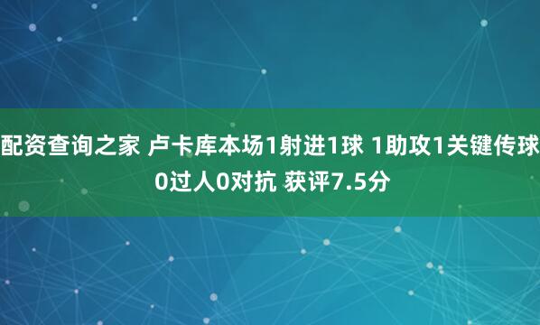 配资查询之家 卢卡库本场1射进1球 1助攻1关键传球 0过人0对抗 获评7.5分